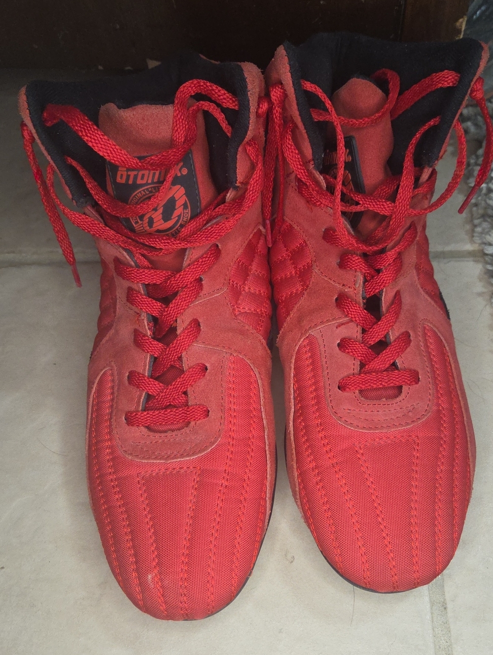 Men's Red High-Top Athletic Sneakers